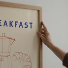 Breakfast Club Coffee and Croissant Minimal Kitchen Wall Art Print-Skudaboo