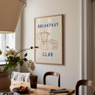 Breakfast Club Coffee and Croissant Minimal Kitchen Wall Art Print-Skudaboo