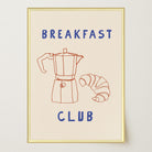 Breakfast Club Coffee and Croissant Minimal Kitchen Wall Art Print-Skudaboo