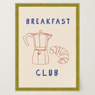 Breakfast Club Coffee and Croissant Minimal Kitchen Wall Art Print-Skudaboo