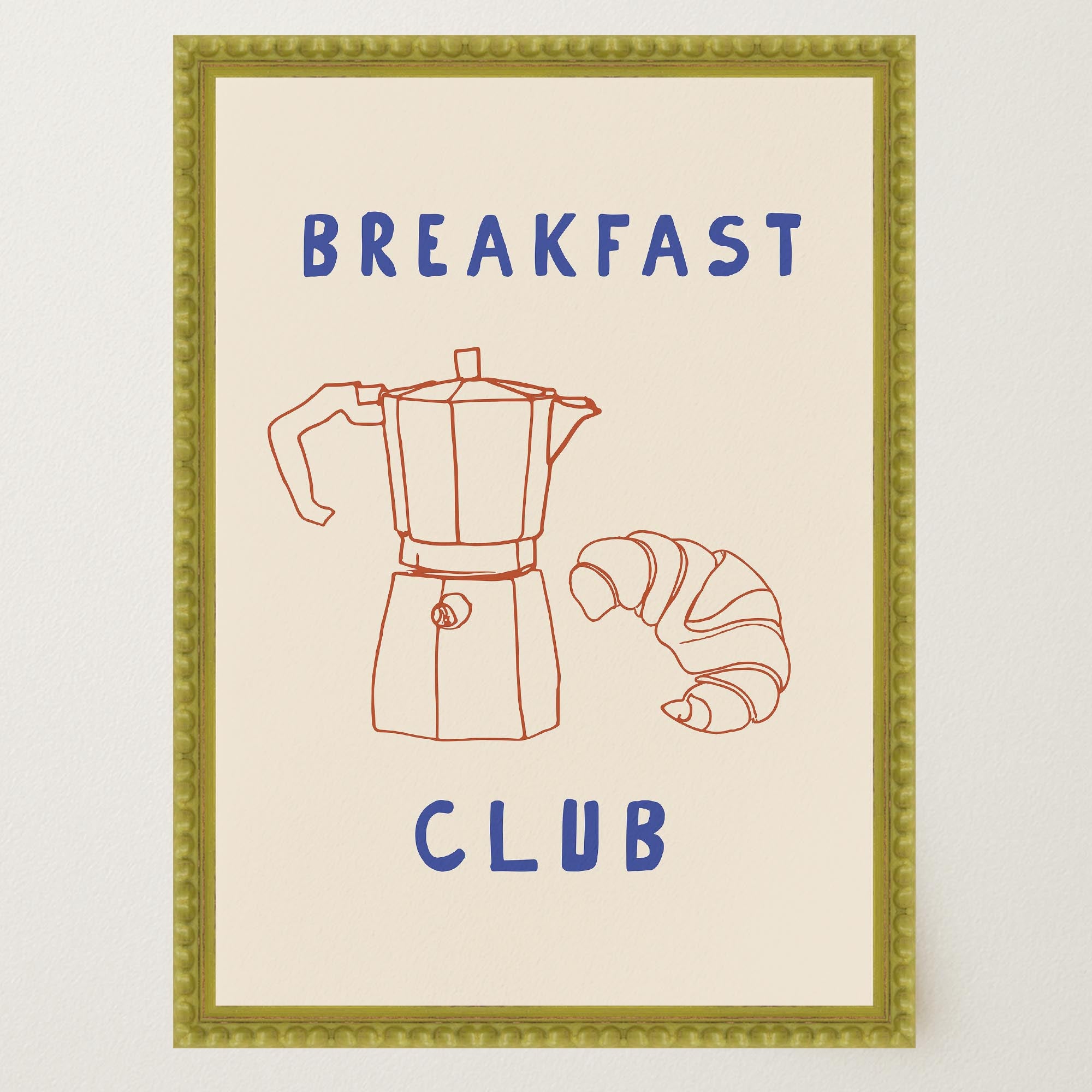 Breakfast Club Coffee and Croissant Minimal Kitchen Wall Art Print-Skudaboo