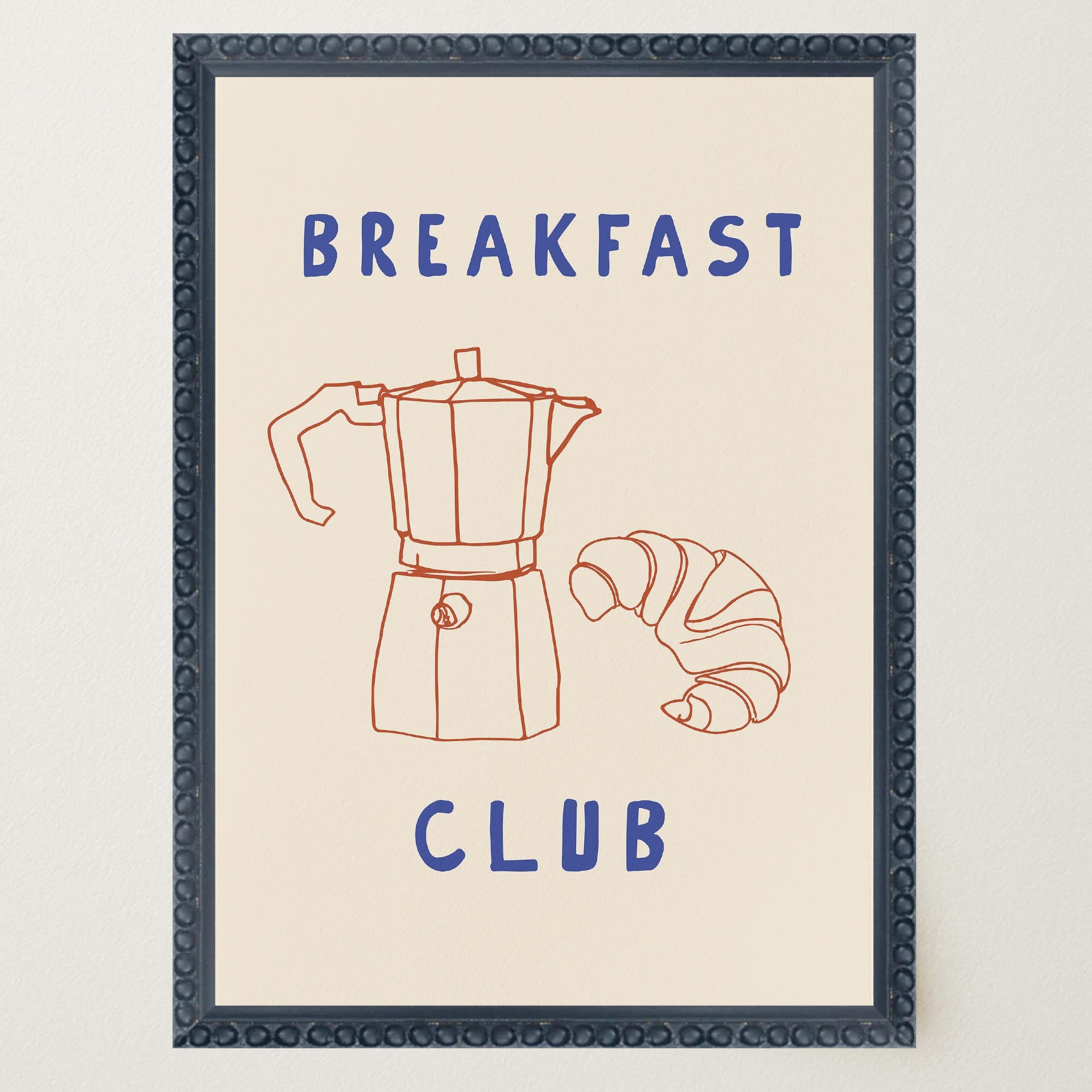 Breakfast Club Coffee and Croissant Minimal Kitchen Wall Art Print-Skudaboo