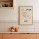 Breakfast Club Coffee and Croissant Minimal Kitchen Wall Art Print-Skudaboo