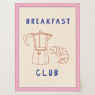 Breakfast Club Coffee and Croissant Minimal Kitchen Wall Art Print-Skudaboo