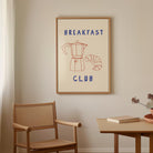 Breakfast Club Coffee and Croissant Minimal Kitchen Wall Art Print-Skudaboo