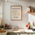 Breakfast Club Coffee and Croissant Minimal Kitchen Wall Art Print-Skudaboo