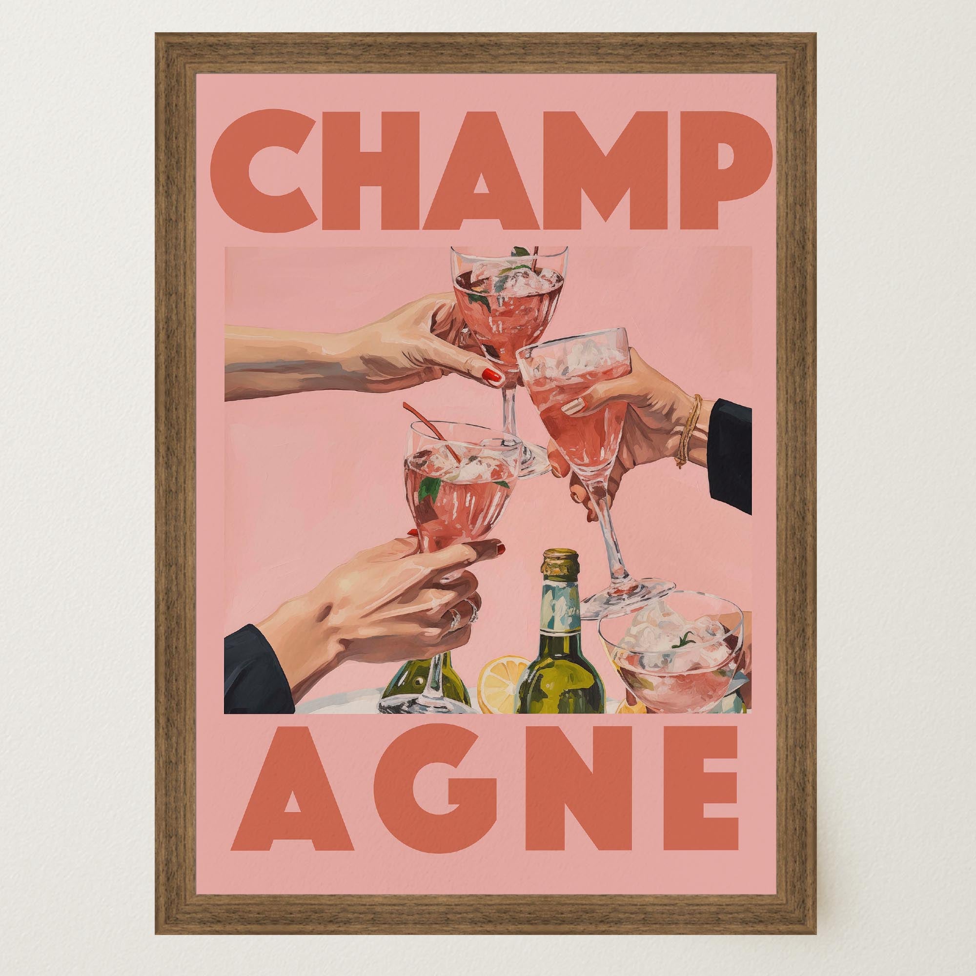 Champagne Retro Wall Art Print-Skudaboo