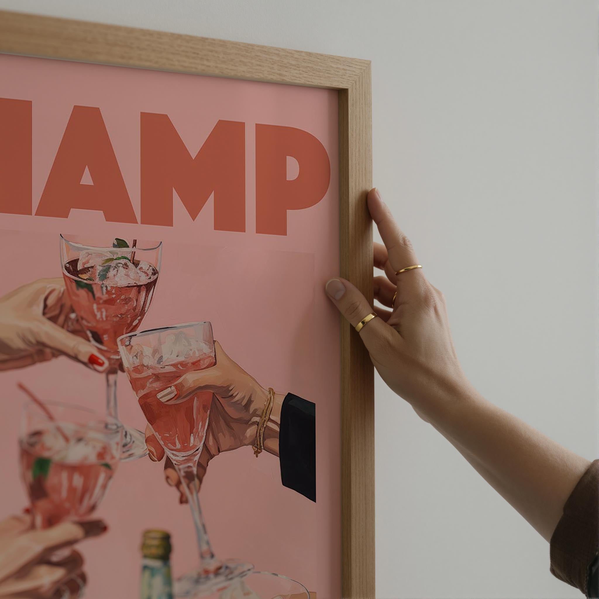 Champagne Retro Wall Art Print-Skudaboo
