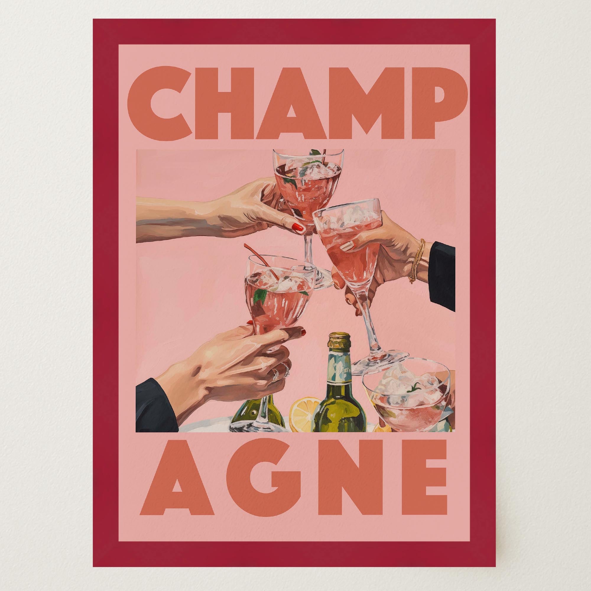 Champagne Retro Wall Art Print-Skudaboo