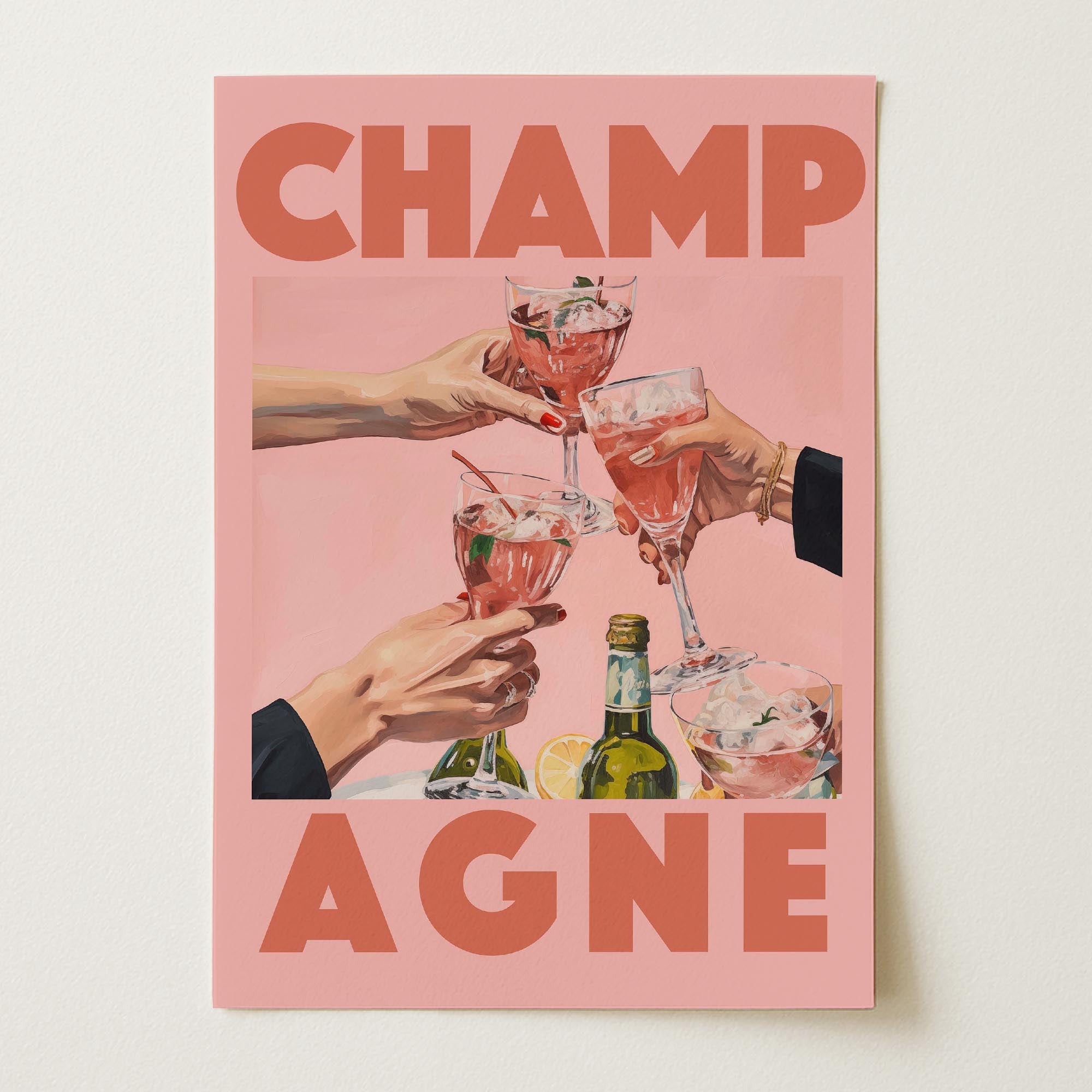 Champagne Retro Wall Art Print-Skudaboo