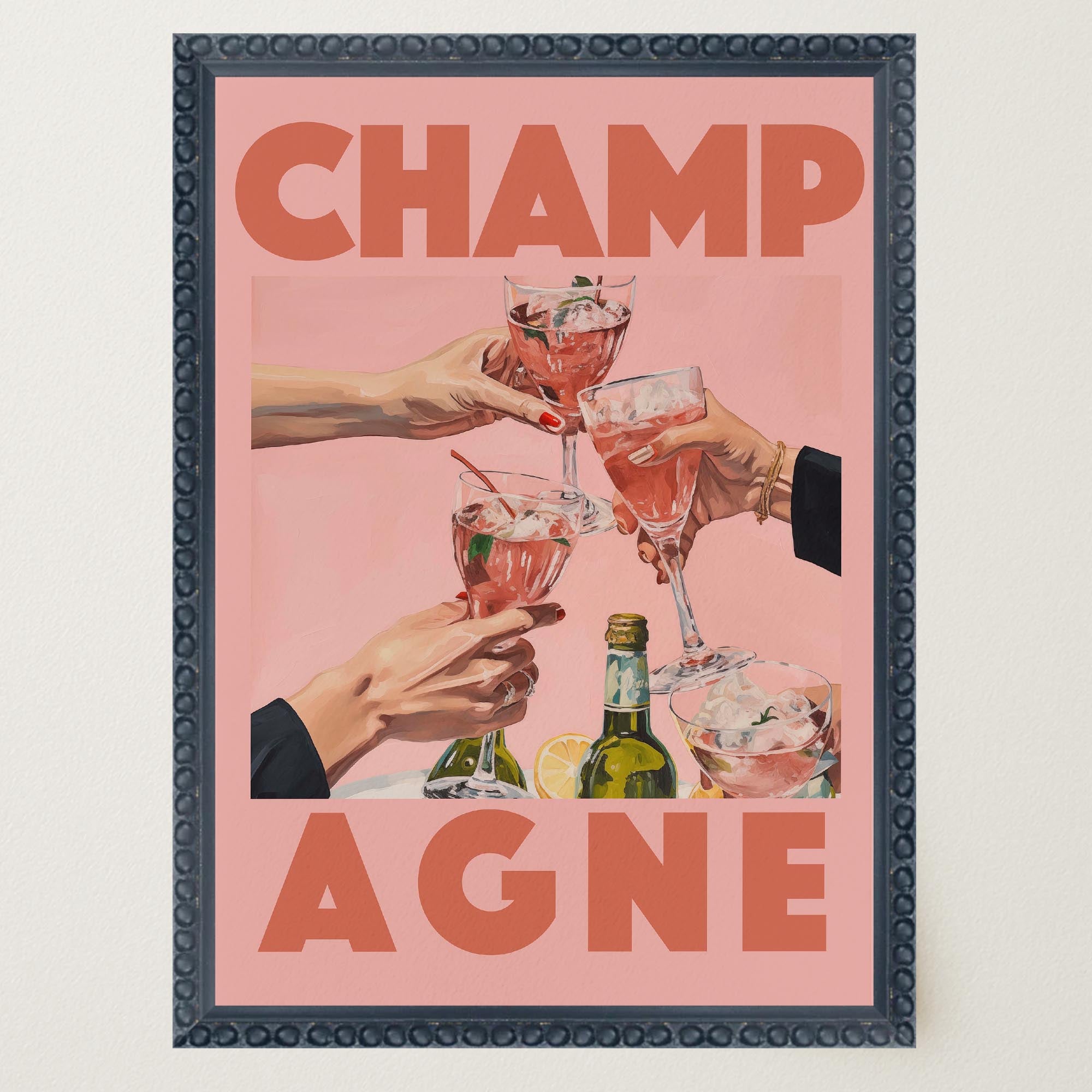 Champagne Retro Wall Art Print-Skudaboo
