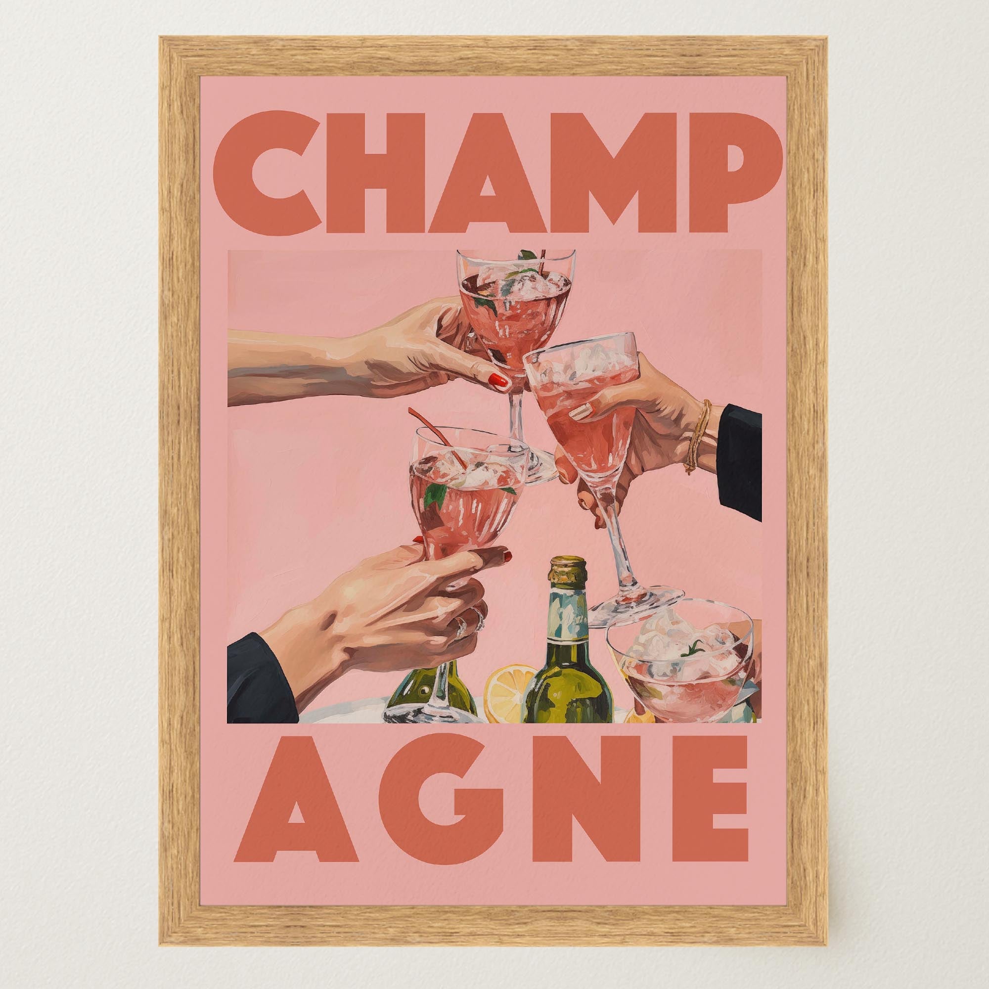 Champagne Retro Wall Art Print-Skudaboo
