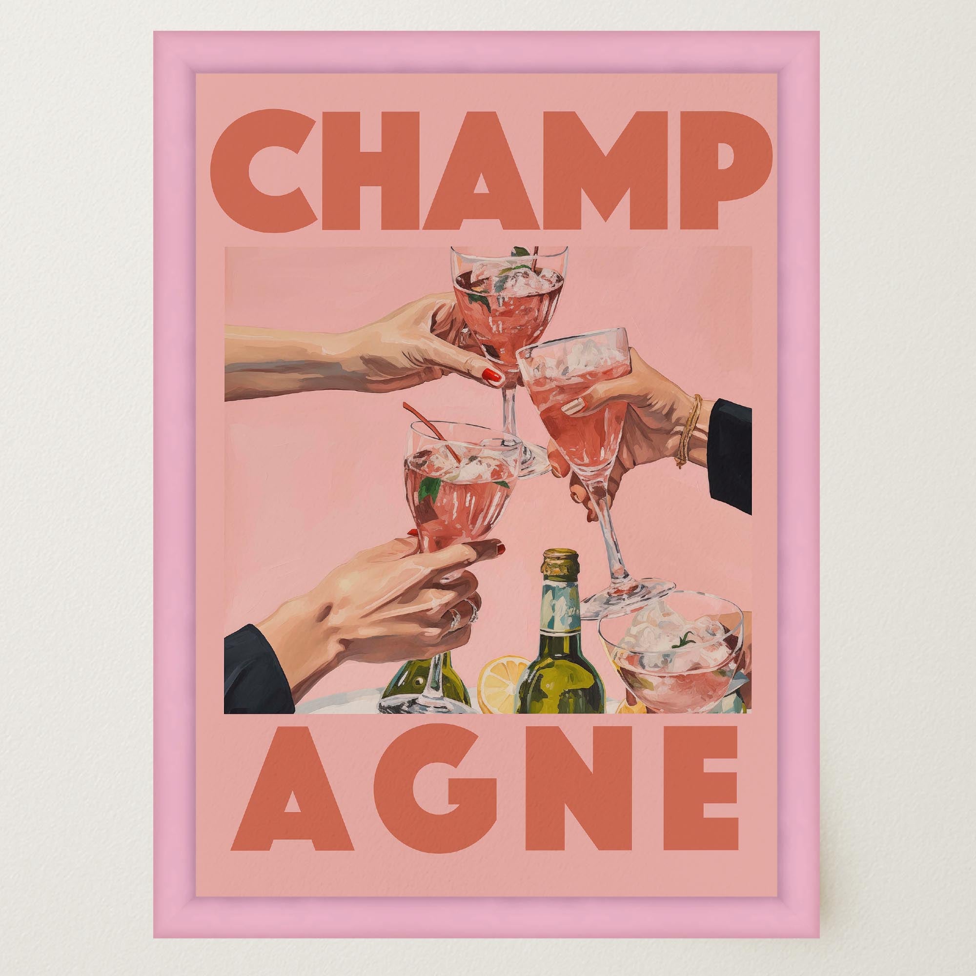 Champagne Retro Wall Art Print-Skudaboo
