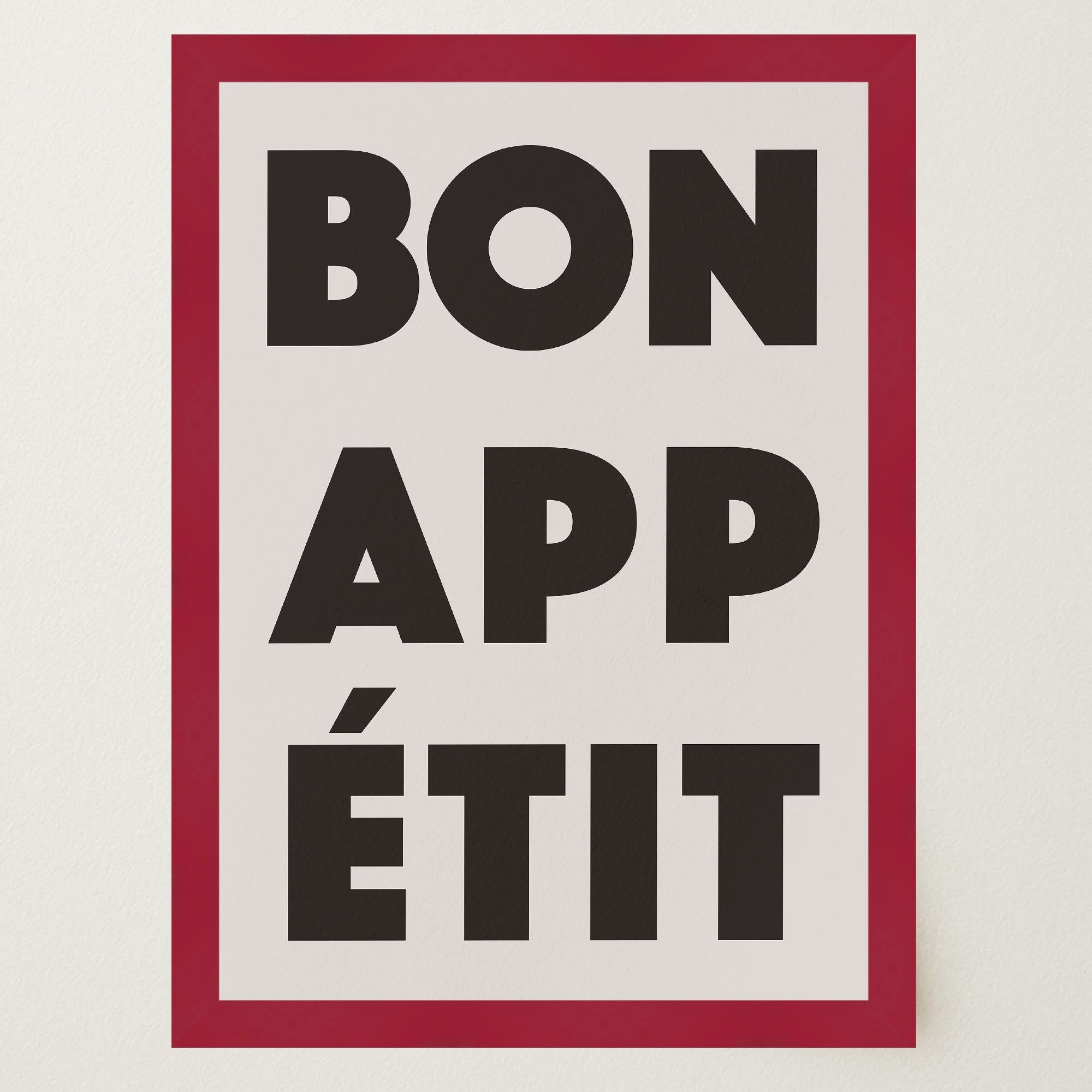 Bon Appetit Red Typography French Kitchen Wall Art Print-Skudaboo