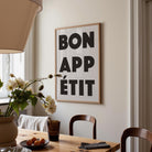 Bon Appetit Black Typography French Kitchen Wall Art Print-Skudaboo