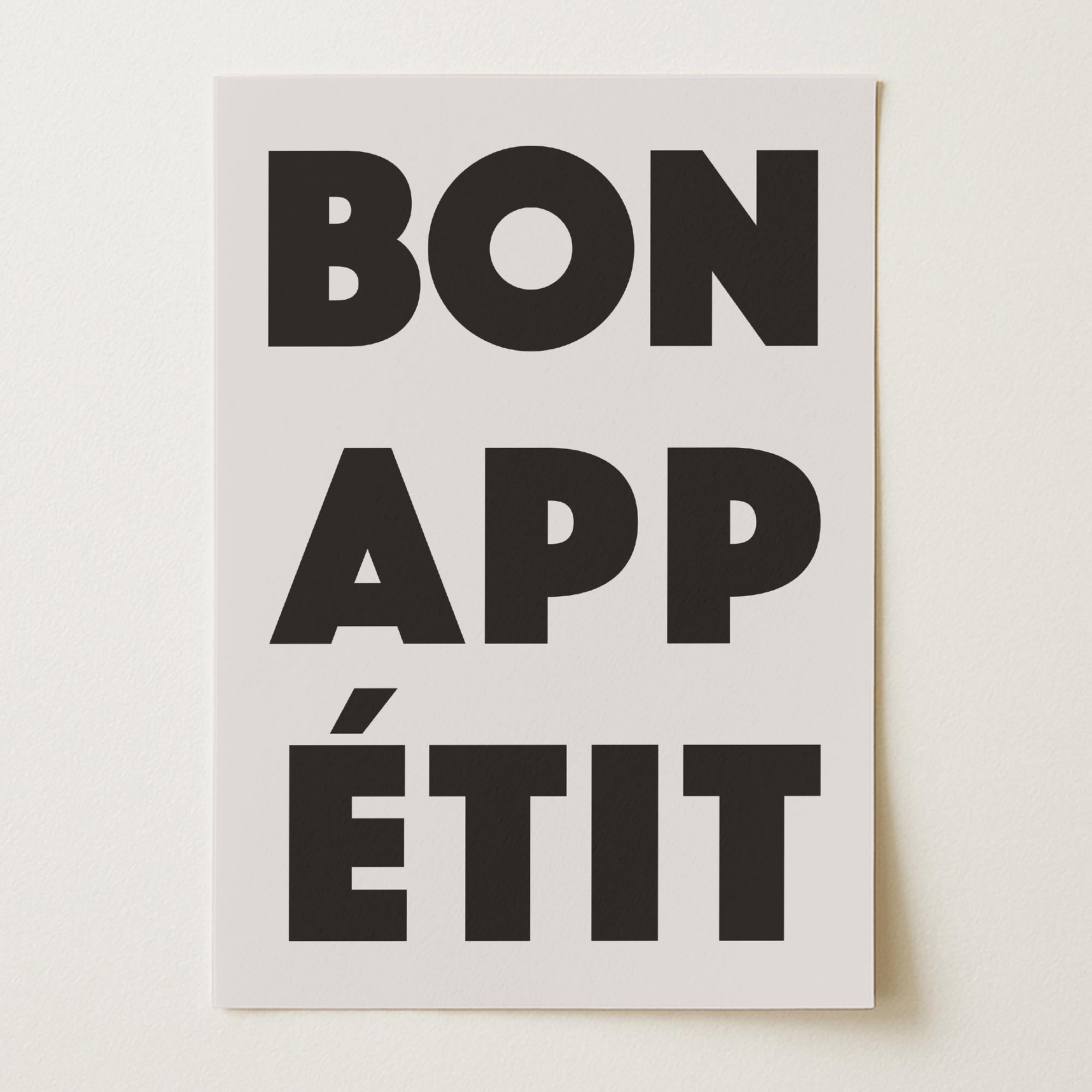 Bon Appetit Black Typography French Kitchen Wall Art Print-Skudaboo