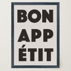 Bon Appetit Black Typography French Kitchen Wall Art Print-Skudaboo