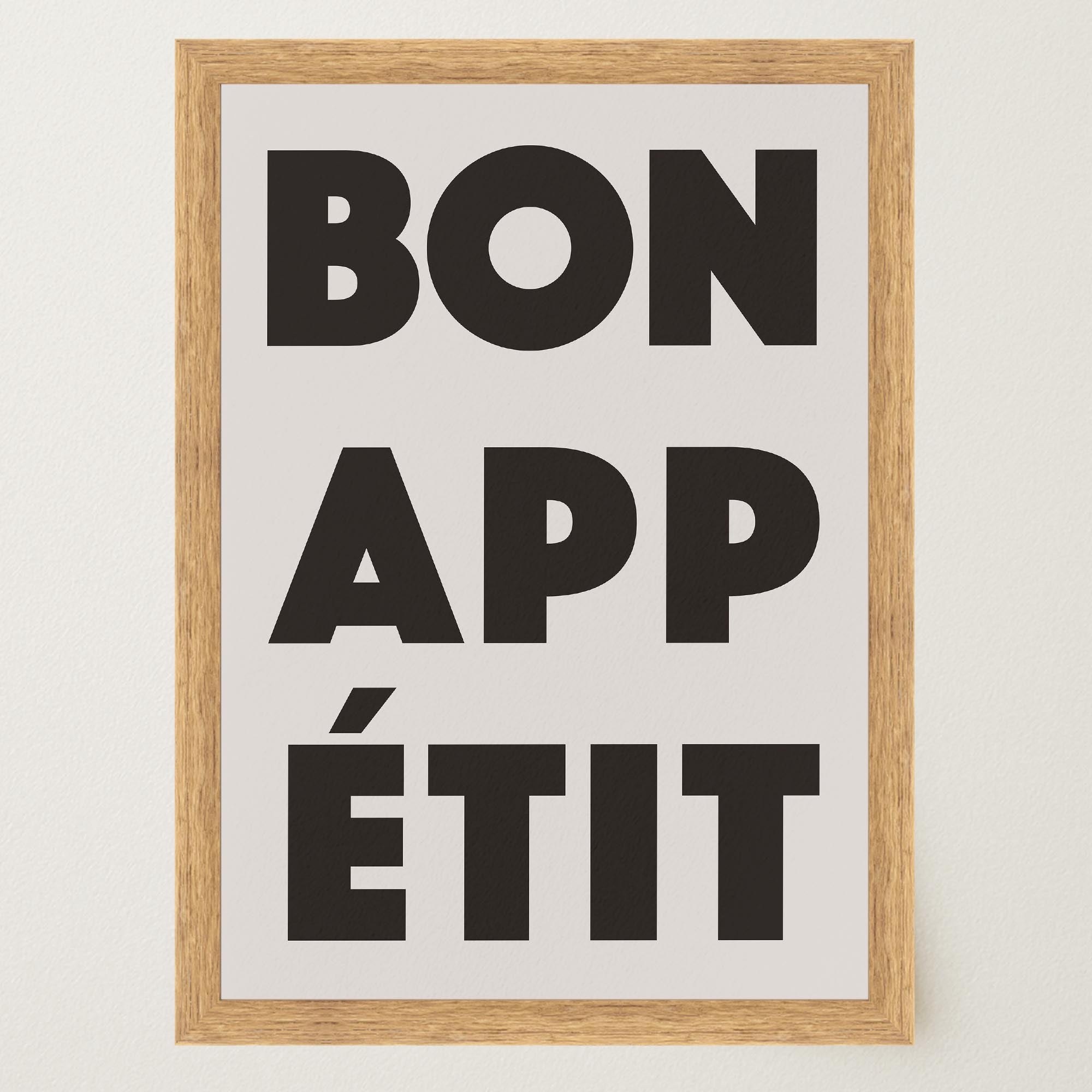 Bon Appetit Black Typography French Kitchen Wall Art Print-Skudaboo