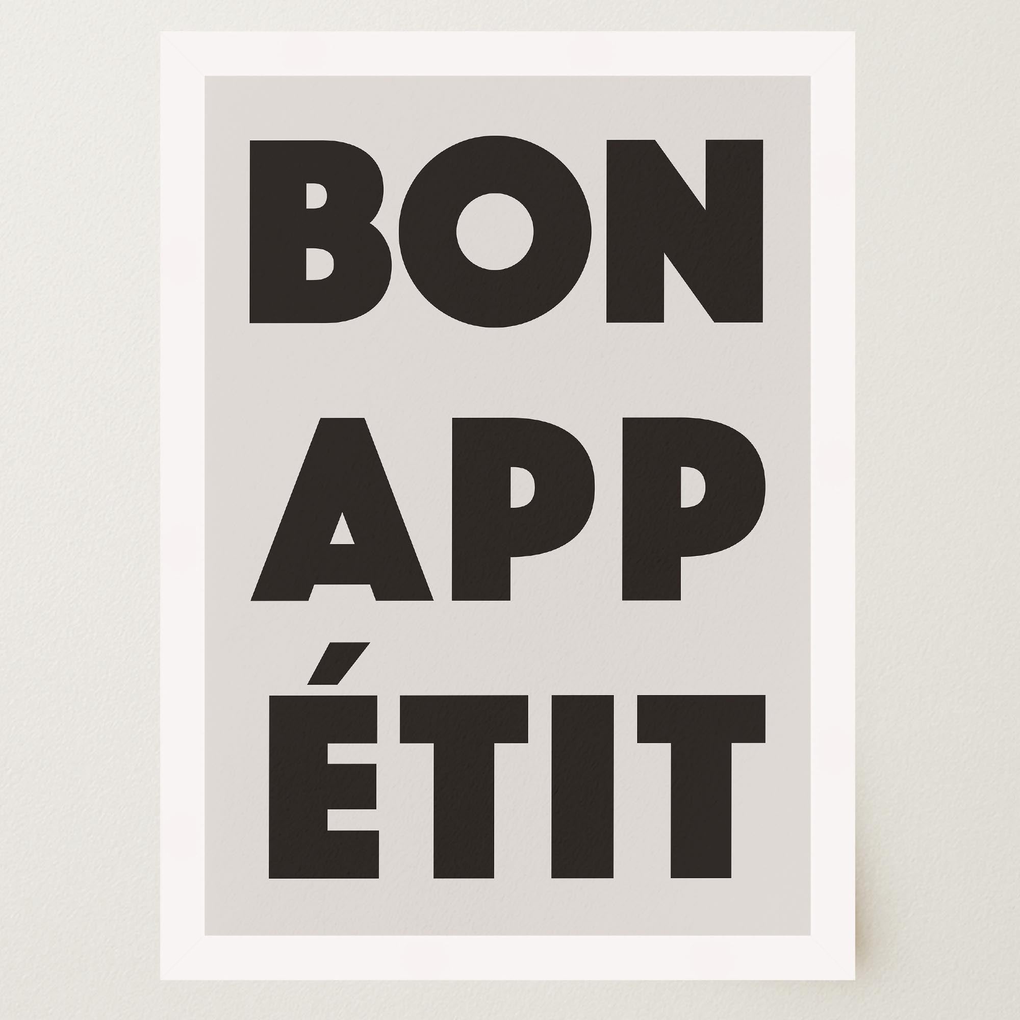 Bon Appetit Black Typography French Kitchen Wall Art Print-Skudaboo