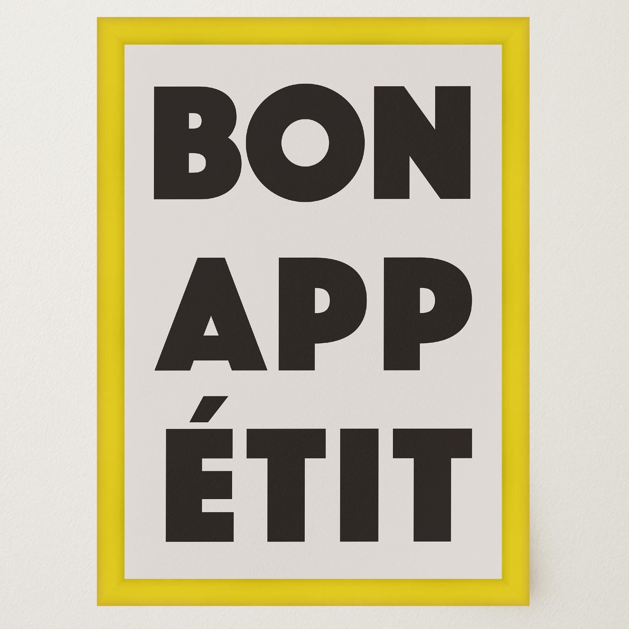 Bon Appetit Black Typography French Kitchen Wall Art Print-Skudaboo