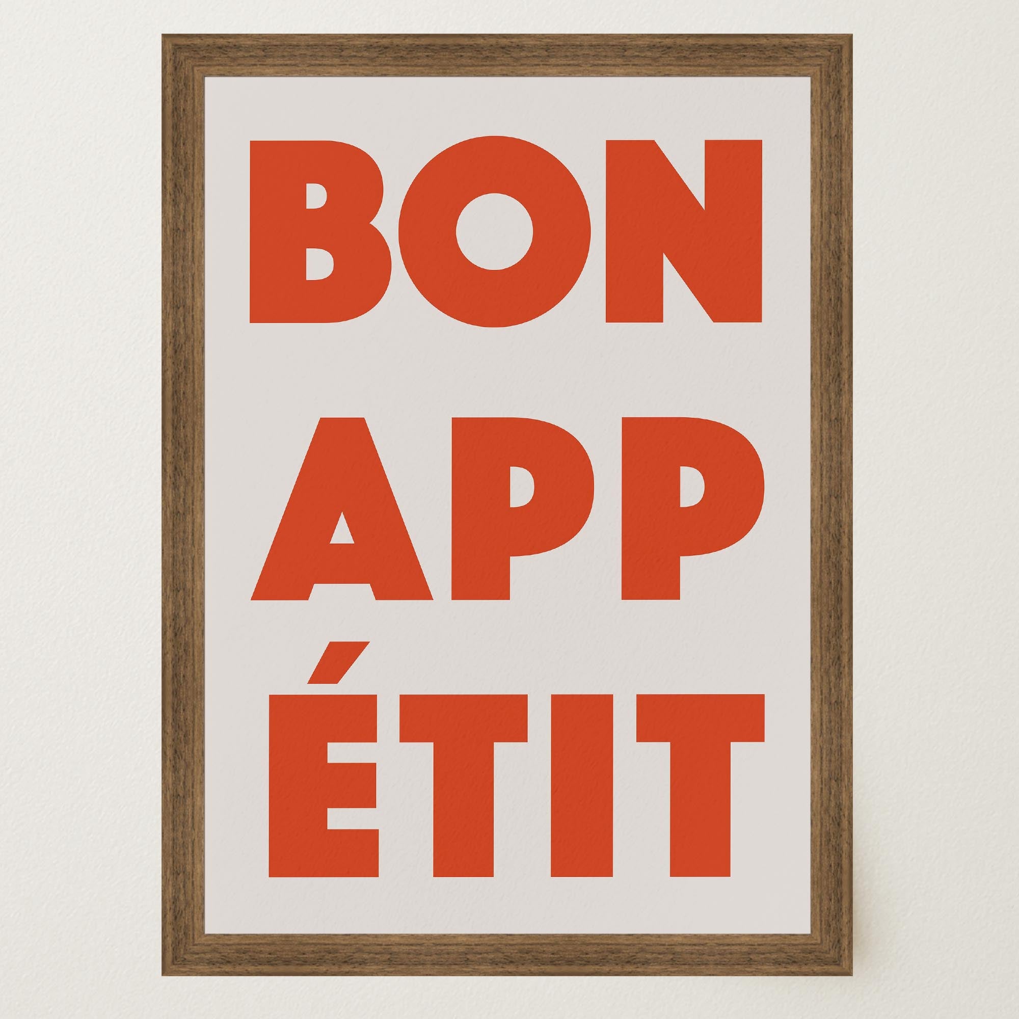Bon Appetit Red Typography French Kitchen Wall Art Print-Skudaboo