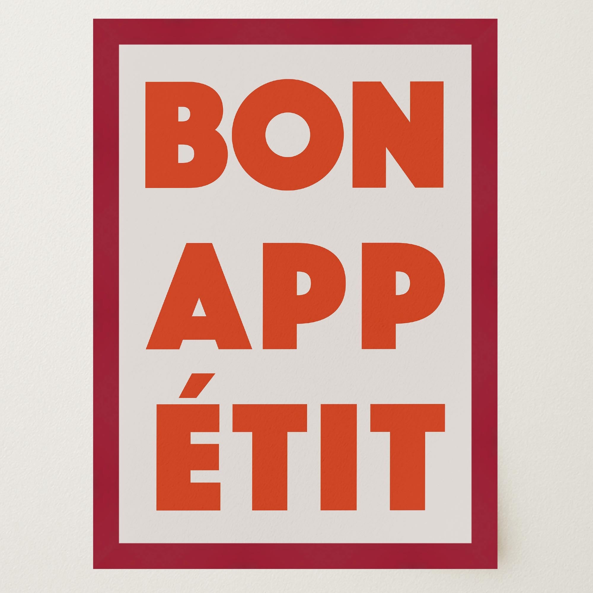 Bon Appetit Red Typography French Kitchen Wall Art Print-Skudaboo