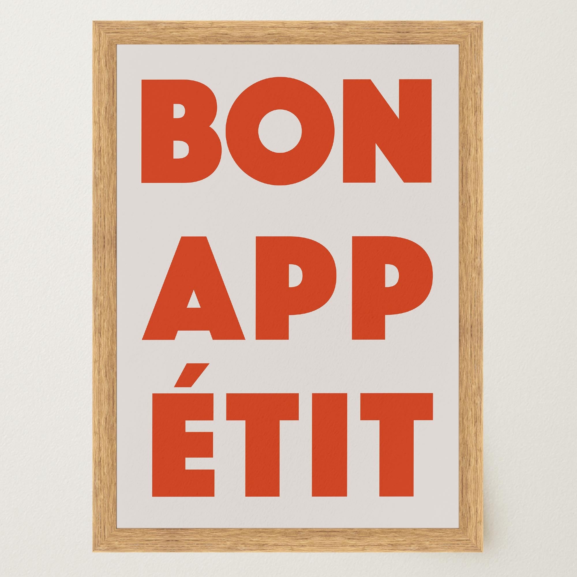 Bon Appetit Red Typography French Kitchen Wall Art Print-Skudaboo