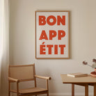Bon Appetit Red Typography French Kitchen Wall Art Print-Skudaboo