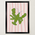 Pink & Green Stripe Lobster Stripe Wall Art Print-Skudaboo