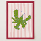 Pink & Green Stripe Lobster Stripe Wall Art Print-Skudaboo