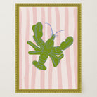 Pink & Green Stripe Lobster Stripe Wall Art Print-Skudaboo