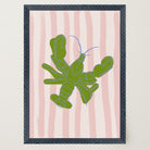 Pink & Green Stripe Lobster Stripe Wall Art Print-Skudaboo