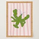 Pink & Green Stripe Lobster Stripe Wall Art Print-Skudaboo
