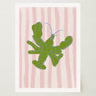 Pink & Green Stripe Lobster Stripe Wall Art Print-Skudaboo