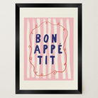 Pink Stripe Bon Appetit Typography Wall Art Print-Skudaboo