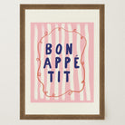 Pink Stripe Bon Appetit Typography Wall Art Print-Skudaboo
