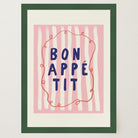 Pink Stripe Bon Appetit Typography Wall Art Print-Skudaboo