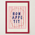 Pink Stripe Bon Appetit Typography Wall Art Print-Skudaboo