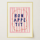 Pink Stripe Bon Appetit Typography Wall Art Print-Skudaboo