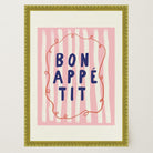 Pink Stripe Bon Appetit Typography Wall Art Print-Skudaboo