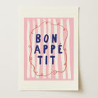 Pink Stripe Bon Appetit Typography Wall Art Print-Skudaboo