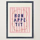 Pink Stripe Bon Appetit Typography Wall Art Print-Skudaboo