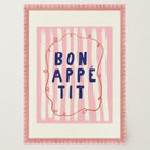 Pink Stripe Bon Appetit Typography Wall Art Print-Skudaboo