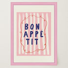 Pink Stripe Bon Appetit Typography Wall Art Print-Skudaboo