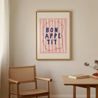 Pink Stripe Bon Appetit Typography Wall Art Print-Skudaboo