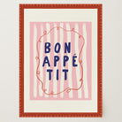 Pink Stripe Bon Appetit Typography Wall Art Print-Skudaboo