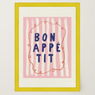 Pink Stripe Bon Appetit Typography Wall Art Print-Skudaboo