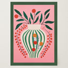 Pink & Green Floral Vase Botanical Illustration Wall Art Print-Skudaboo