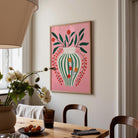 Pink & Green Floral Vase Botanical Illustration Wall Art Print-Skudaboo