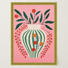 Pink & Green Floral Vase Botanical Illustration Wall Art Print-Skudaboo